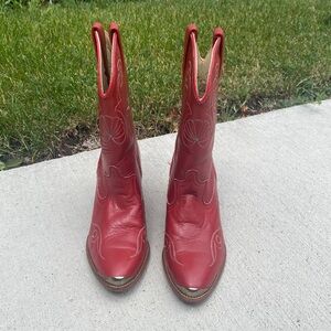 Vintage justin red cowboy boots
